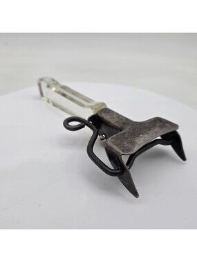 Pyrex Vintage Glass And Metal Hot Plate Trivet Holder Black Handle